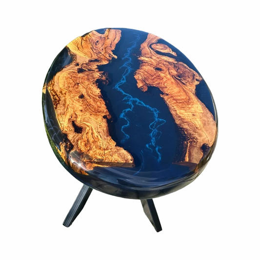 Oval Wood and Epoxy Coffee Table - Lightning Bolt design Cyprus