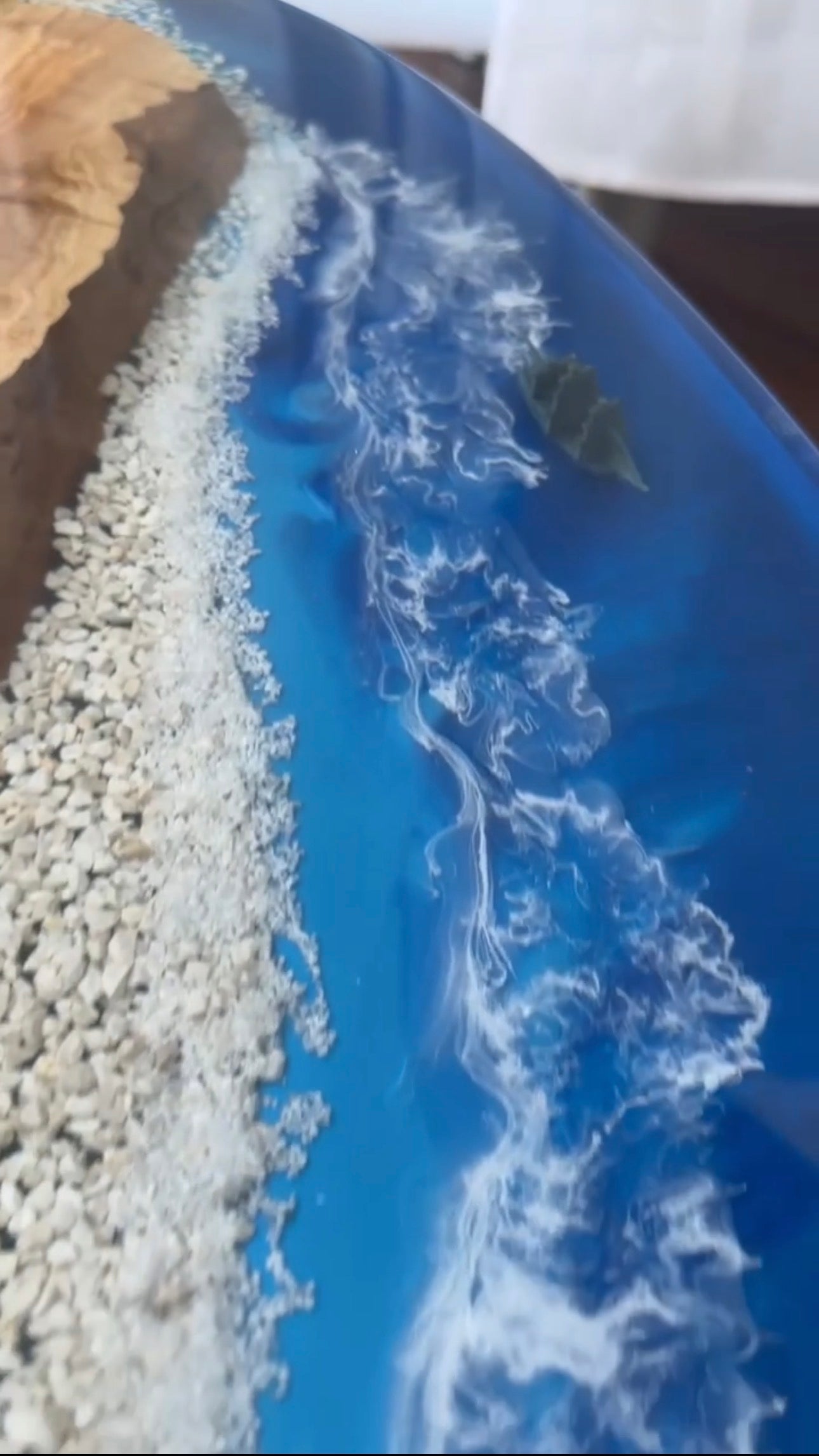 "Coastal Dream" – Resin River Coffee Table with Sailboat & Wave Effect One of a Kind, Handmade in Cyprus