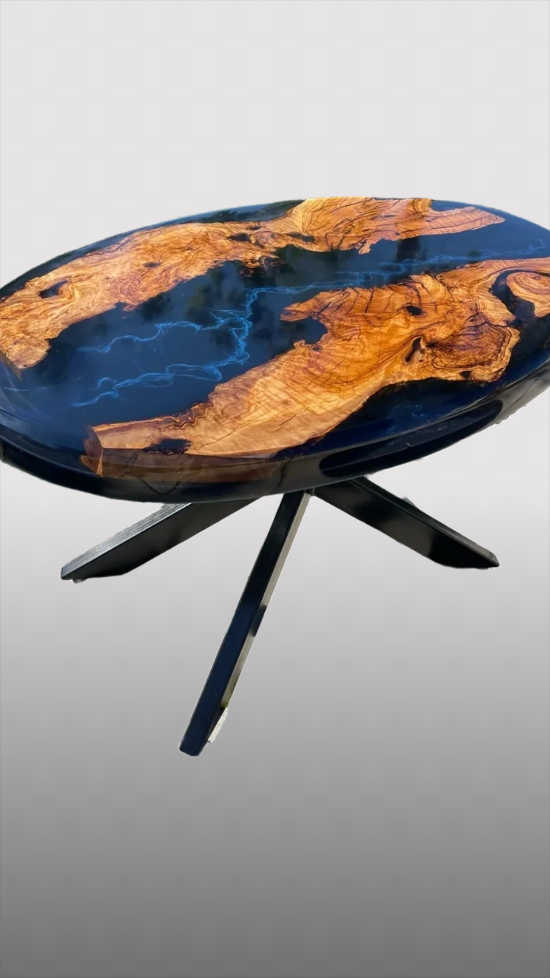 Oval Wood and Epoxy Coffee Table - Lightning Bolt design Cyprus