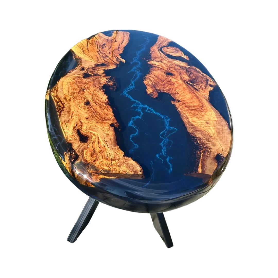 Oval Wood and Epoxy Coffee Table - Lightning Bolt design Cyprus