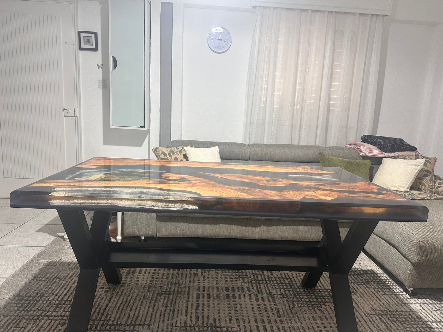 Epoxy Resin Dinning Table - Ocean Vibe Collection Handmade Olive Wood & Epoxy Art Cyprus