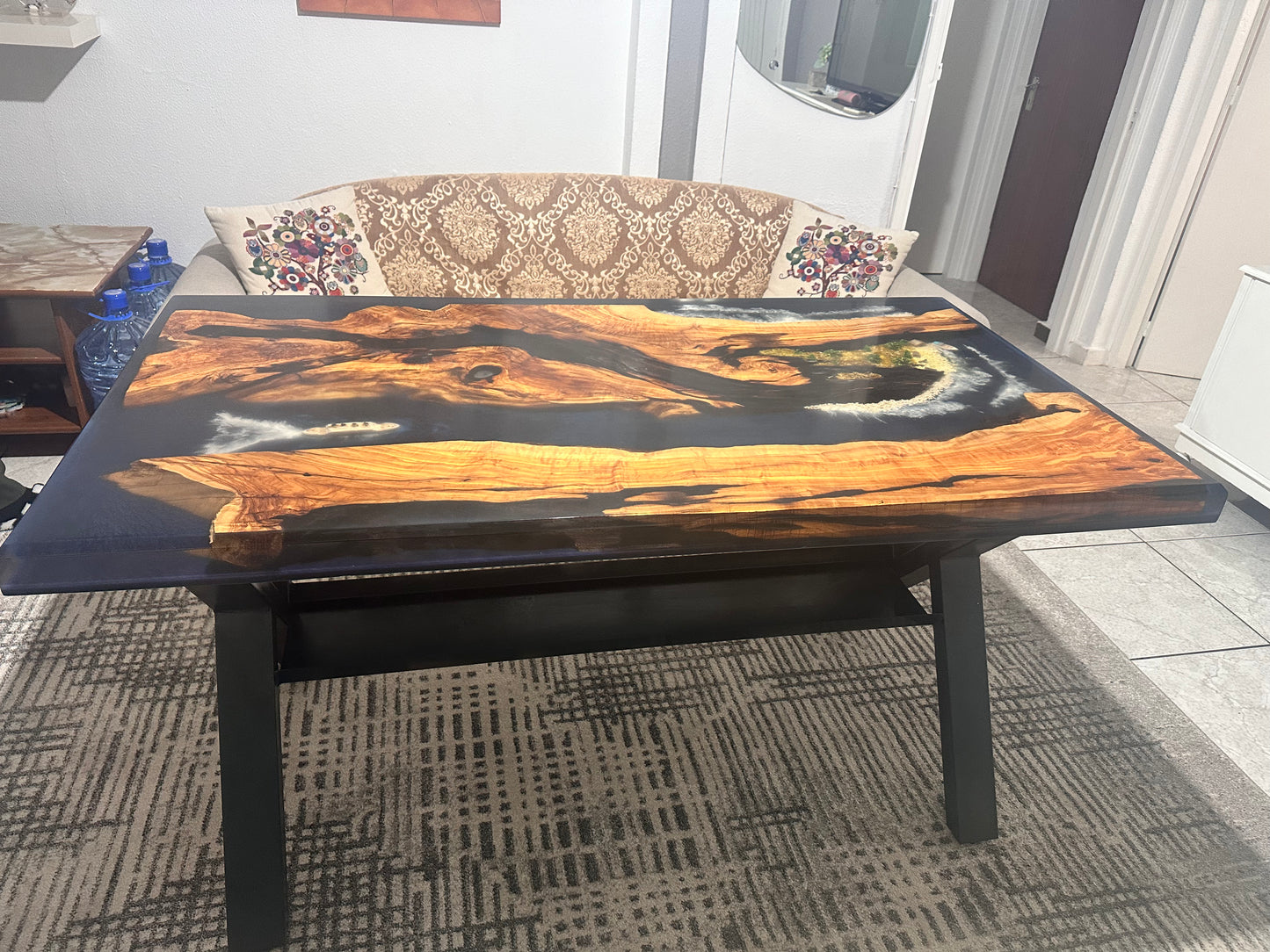 Epoxy Resin Dinning Table - Ocean Vibe Collection Handmade Olive Wood & Epoxy Art Cyprus